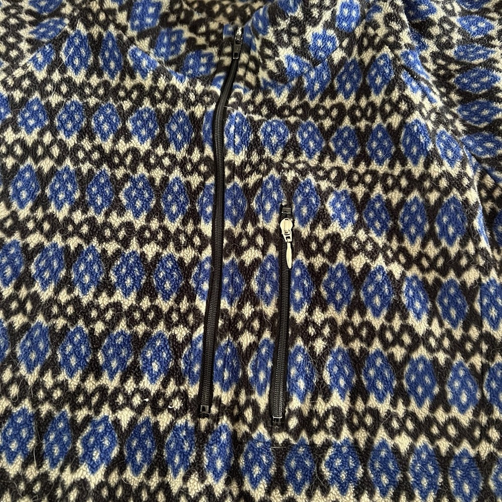 Vintage REI Fleece Jacket Mens‎ XL Blue White Geometric Half Zip Pullover 90s - Picture 3 of 7
